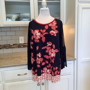 Women’s Monica Magni Designer Blue Red Floral Made in Italy Size XL